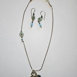 Elegant Silver and Blue Floral Jewelry Set